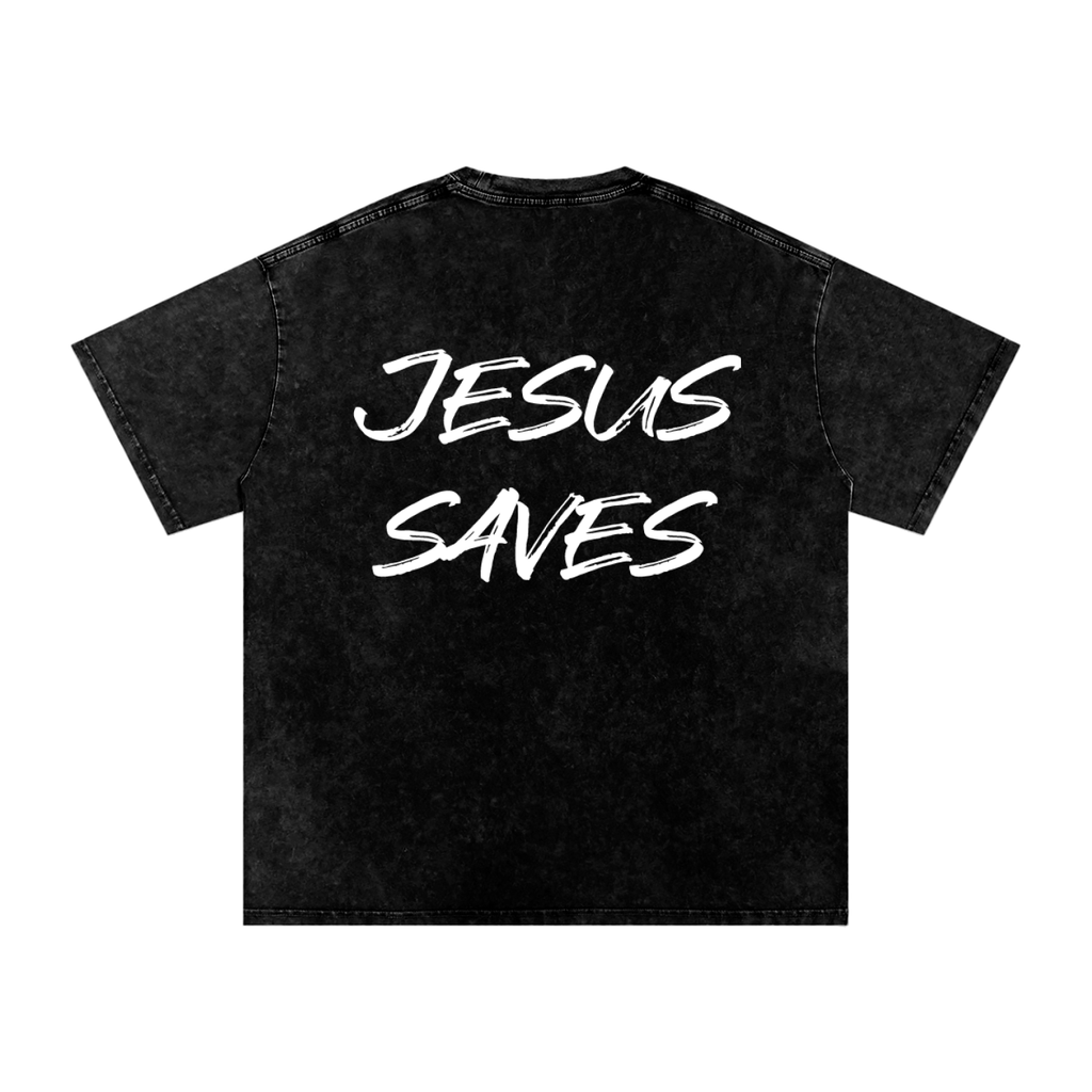 "Jesus Saves" Oversized Cotton T-Shirt (Color Options)