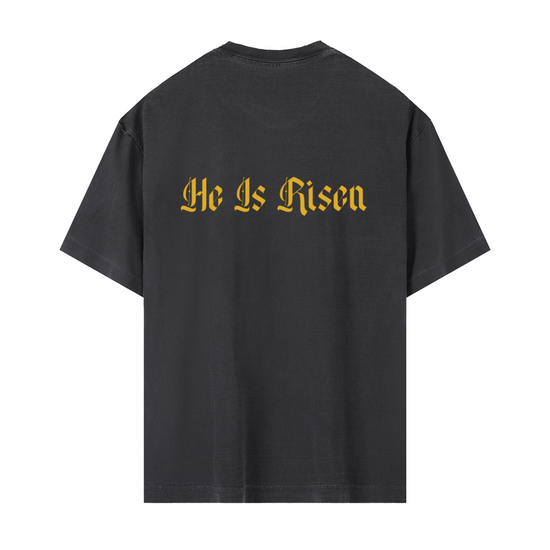 "He Is Risen" Vintage Washed Oversized Cotton T-Shirt